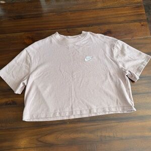 Nike Embroidered Swoosh T-Shirt Taupe Neutral Size Medium